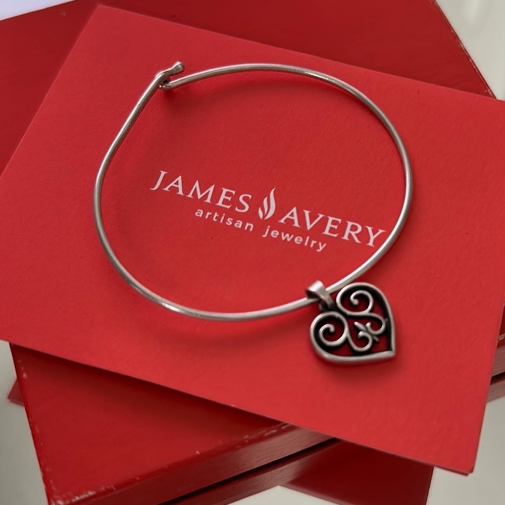 Retired James Avery Sterling Love French Heart Charm Pendant & Bracelet 🩷